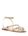 Schutz Annete Ankle Strap Snakeskin Embossed Sandal In Animal Print