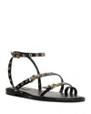 Schutz Annete Strappy Toe-ring Flat Sandals In Black