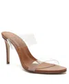 Schutz Ariella Strappy See-through Vinyl Slide High-heel Sandals In Brown