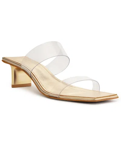 Schutz Women's Ariella Tab Square Toe Dress Sandals In Golden