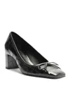 Schutz Arissa Leather Bow Square-toe Pumps In Black