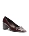 Schutz Arissa Croco Bow Square-toe Pumps In Red
