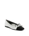 Schutz Arissa Metallic Bow Cap-toe Ballerina Flats In Silver
