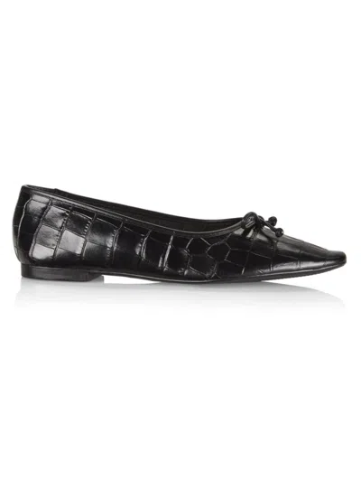 Schutz Women's Arissa Croc-embossed Leather Ballet Flat In Black