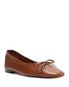 SCHUTZ WOMEN'S ARISSA FLAT SQUARE TOE BOW DETAIL BROWN FLATS