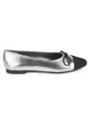 Schutz Arissa Metallic Bow Cap-toe Ballerina Flats In Multi