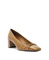 Schutz Arissa Croco Bow Square-toe Pumps In Brown