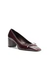 Schutz Arissa Croco Bow Square-toe Pumps In Red