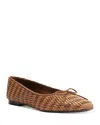 Schutz Arissa Bow Woven Ballerina Flats In Brown