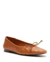 Schutz Arissa Crocodile Embossed Leather Flat In Brown