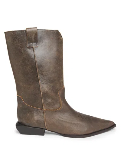 Schutz Women's Ashley 30mm Leather Boots In Green