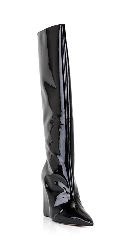 Schutz Women's Asya Up Patent Leather Boots In Black
