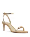 Schutz Aurora Metallic Ankle-strap Sandals In Gold