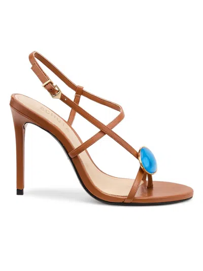 Schutz Women's Azure 100mm Leather Stiletto Sandals In Brown