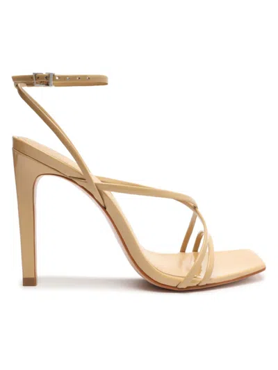 Schutz Bari Patent Ankle-strap Stiletto Sandals In Neutral