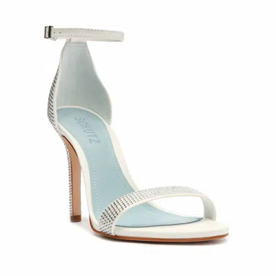 Schutz Women Cadey-lee Crystal Sandal Leather Stiletto Ankle Strap In White In Yellow