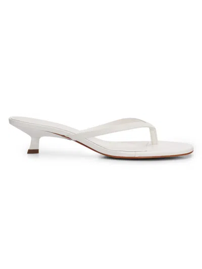 Schutz Women's Carolyn 50mm Leather Kitten-heel Sandals In White