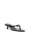 Schutz Carolyn Leather Thong Kitten Sandals In Black