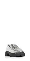 Schutz Christie Studs Leather Flat In Silver