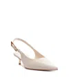 Schutz Ciara Pointed Toe Slingback Kitten Heel Pump In Beige