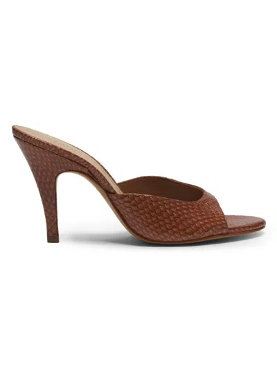 Schutz Clea Snake-embossed Leather Sandals In Multi