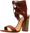 Schutz Women Cruz Gladiator Lace Up Suede Sandals With Cork Block Heel In Saddle In Brown