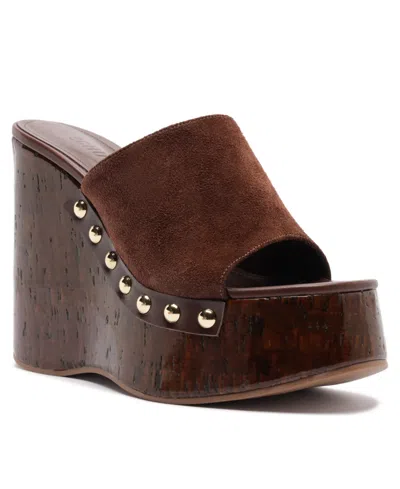 Schutz Dalle Platform Wedge Sandal In Brown