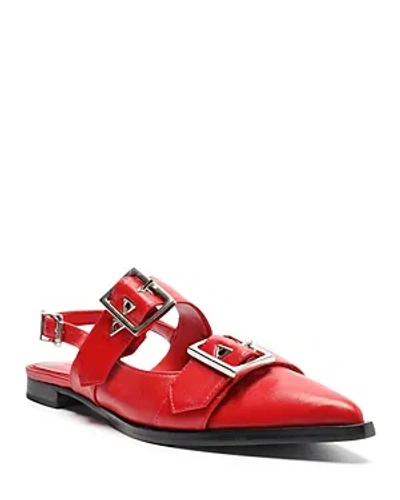 Schutz Darla Dual-buckle Slingback Flats In Flame Scarlet