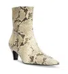Schutz Dellia Snake-embossed Kitten Ankle Booties In Natural