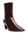 Schutz Dellia Croco Kitten Ankle Booties In Red