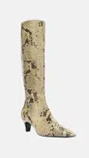 Schutz Women's Dellia Snake-embossed Kitten Heel Boots In Natural
