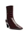 Schutz Dellia Croco Kitten Ankle Booties In Red