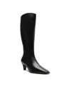 Schutz Dellia Leather Kitten Knee Boots In Black