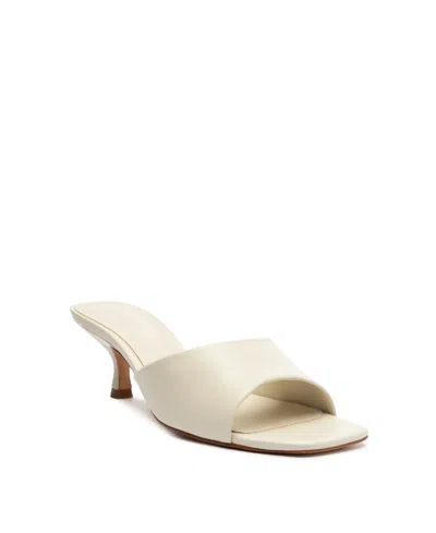 Schutz Women's Dethalia Square Toe Mid Heel Sandals In White