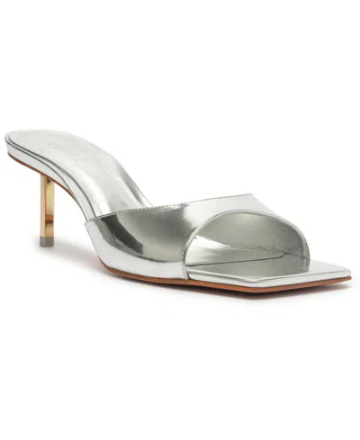 Schutz Women's Dethalia Pin Squared Toe Sandals In Silver