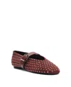Schutz Women's Eiza Shine Studded Suede Buckle Flats