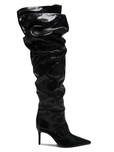 Schutz Women's Ellen 85mm Slouch Leather Over-the-knee Boots In Black