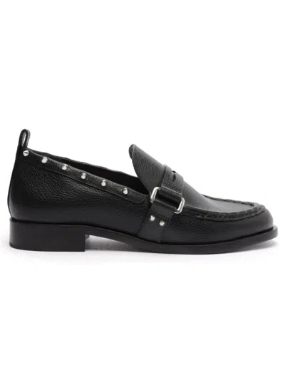 Schutz Women's Elliot Studded Leather Penny Loafers In Black