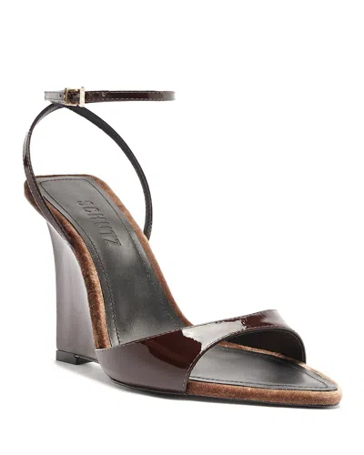 Schutz Women's Elodie Patent Leather Wedge Sandals In Multi