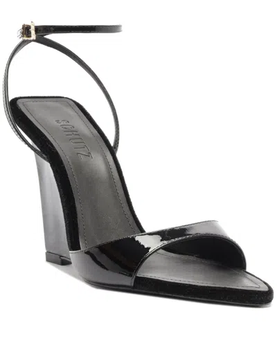Schutz Women's Elodie Pointed Toe Wedge Sandals In Black