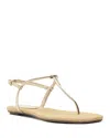 Schutz Elsha Metallic T-strap Flat Sandals In Platina
