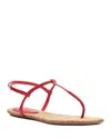 Schutz Elsha Leather T-strap Flat Sandals In Red