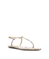 Schutz Elsha Snake Embossed T-strap Flat Sandals In Animal Print