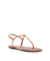 Schutz Elsha Leather T-strap Flat Sandals In Brown