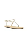 Schutz Elsha Metallic T-strap Flat Sandals In Gold