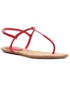 Schutz Elsha Leather T-strap Flat Sandals In Red Cork