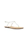 Schutz Elsha Leather T-strap Flat Sandals In White