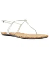 Schutz Elsha Leather T-strap Flat Sandals In White Cork