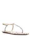 Schutz Elsha Snake Embossed T-strap Flat Sandals In Animal Print