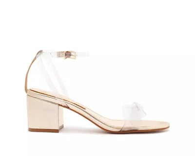 Schutz Women's Elyda Mid Ankle Strap Block Heeled Sandals In Gold In White